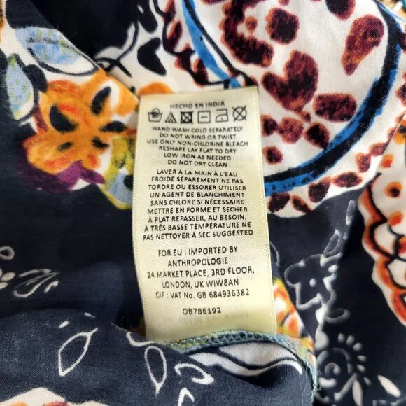 Akemi + Kin Bohemian Beaded Floral Midi Dress With V-Neck & Long Sleeves Anthrop - Picture 5 of 8